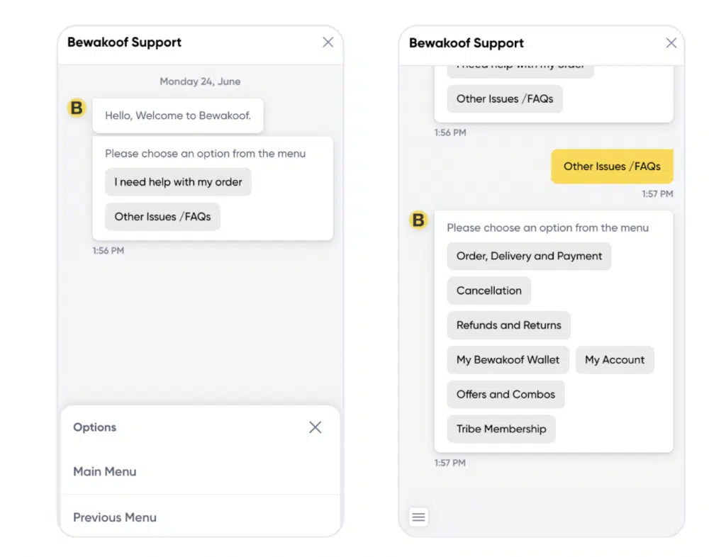 Bewakoof AI chatbot